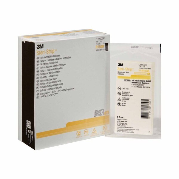 Steri-Strip Skin Closure Strip 1 X 5 Inch Nonwoven Material Reinforced Strip White, 400PK R1548 - main